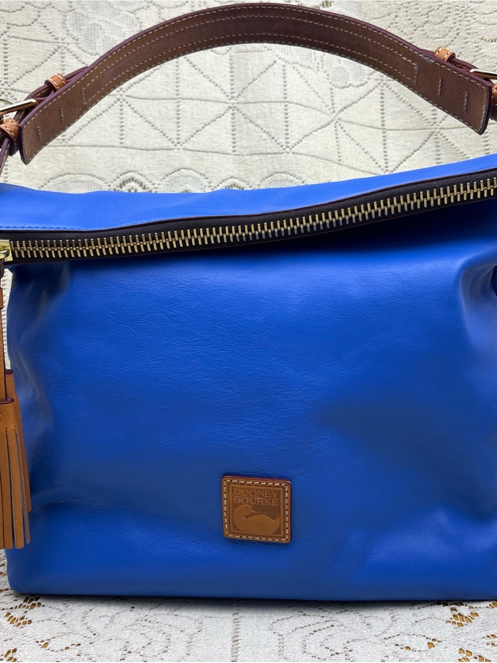 Dooney & Bourke Mckenzie Hobo Bag Ocean Blue Leather with tassel